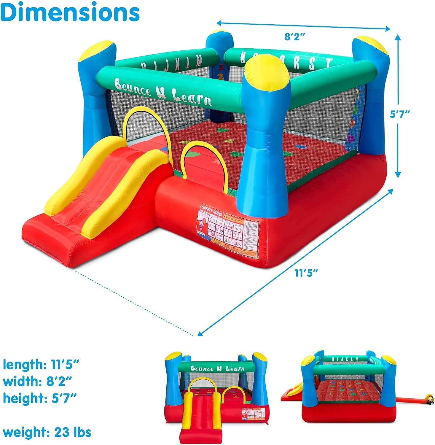 Funormous Educational Inflatable Bouncy House for Kids Outdoor Jump 'n Slide Bounce House with Blower Included for Kids Ages 3-8 image 2