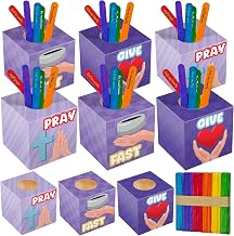 Cinrobiye 12 Sets Lent Crafts Kit with Pray Fast Give DIY Religious Holy Week Crafts Christian Handicrafts for Home Classroom Sunday School Christian Easter Party Activities VBS Supplies