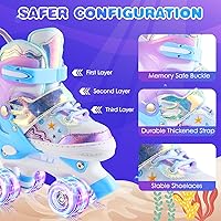 Vista 5 de Kids Roller Skates with 6 Protection Pads, Adjustable Size Girl Roller Skates for Kids Beginner, Toddlers Roller Skate with 8 Light Up