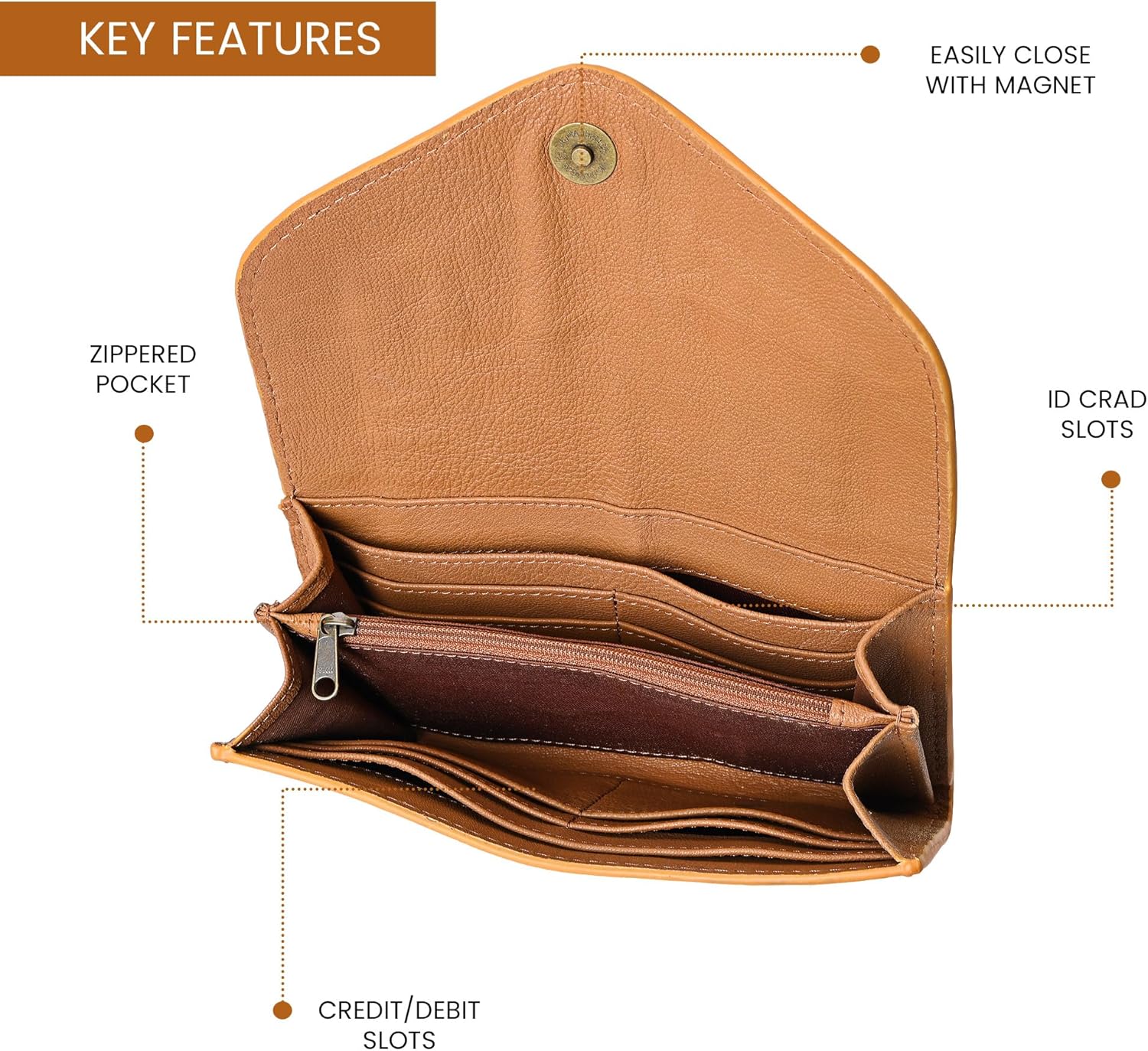 Merbaa Women's Western Leather Rustic Rose Boohoo Buckaroo Trifold Handmade Hand Wallet - Stylish and Functional Cowhide Clutch - Image 4