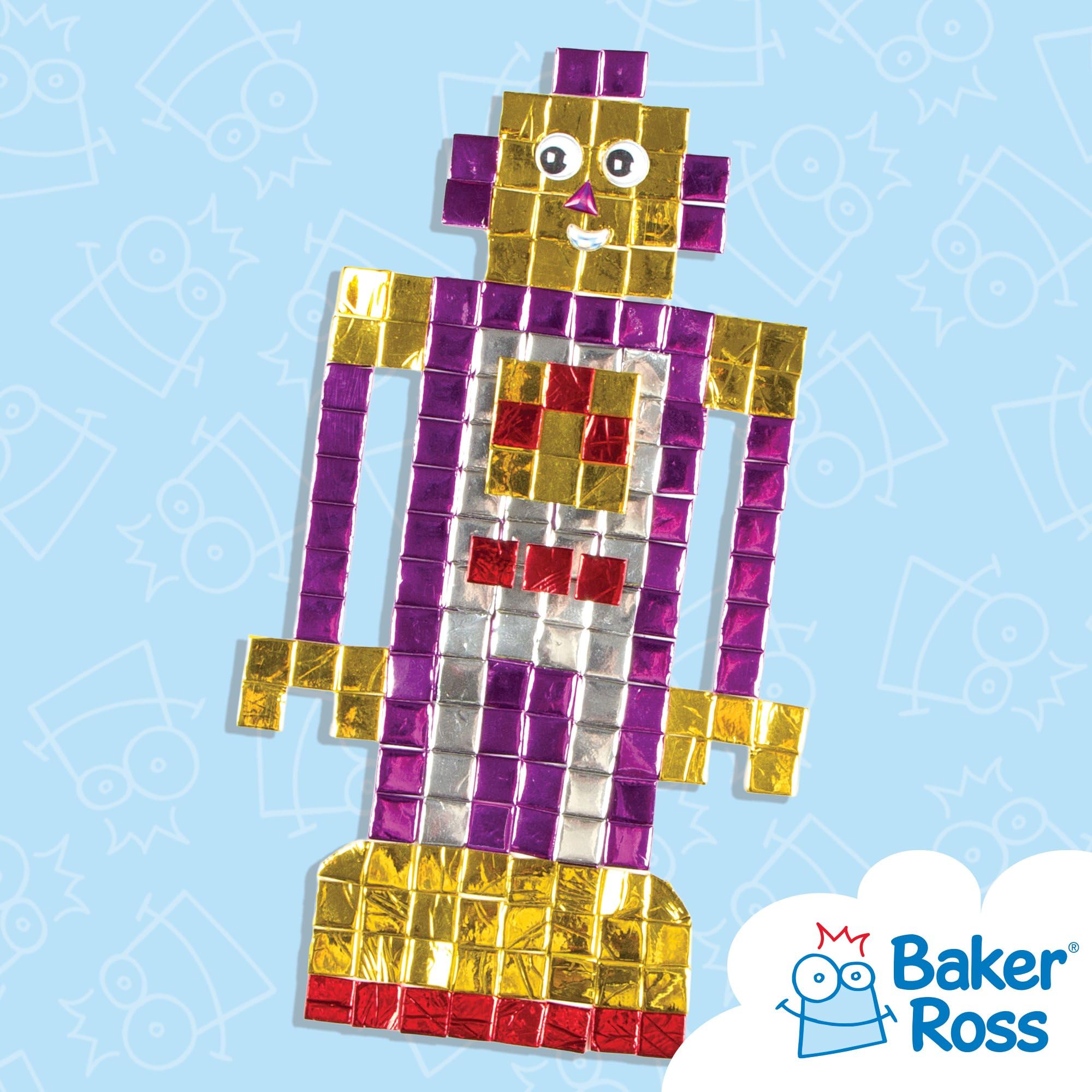 Baker Ross Tesselli per Mosaico Metallizzate in Gommapiuma Autoadesiva, Ideali per Creazioni Fai da Te Natalizie (confezione da 1440)