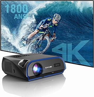 High Bright Projector 1800 ANSI Lumens, HDR10+, 4K Support, WiFi6 & Bluetooth, Smart Android TV with Apps, HDMI/ USB, for Daylight Viewing, Low Input Lag Gaming, Silent Bedroom, Wireless Presentation