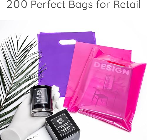 Miniatura 20 de Bolsas de mercancía 200 bolsas de 200 bolsas de color verde azulado y morado de 9 x 12 pulgadas, 1.5 mil de grosor, brillantes con asas Verde