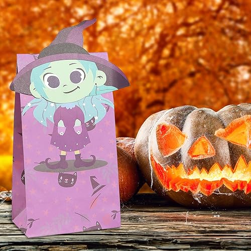 Miniatura 5 de 24 bolsas de regalo, bolsas de regalo de Halloween para truco o trato, cajas de regalo de papel kraft a prueba de grasa para Halloween, para eventos