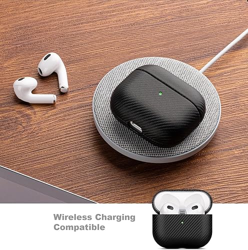 Miniatura 4 de lopie - Funda de cuero compatible con AirPods de 3 generación, hecha a mano con llavero para AirPods 3, funda protectora portátil con clip de