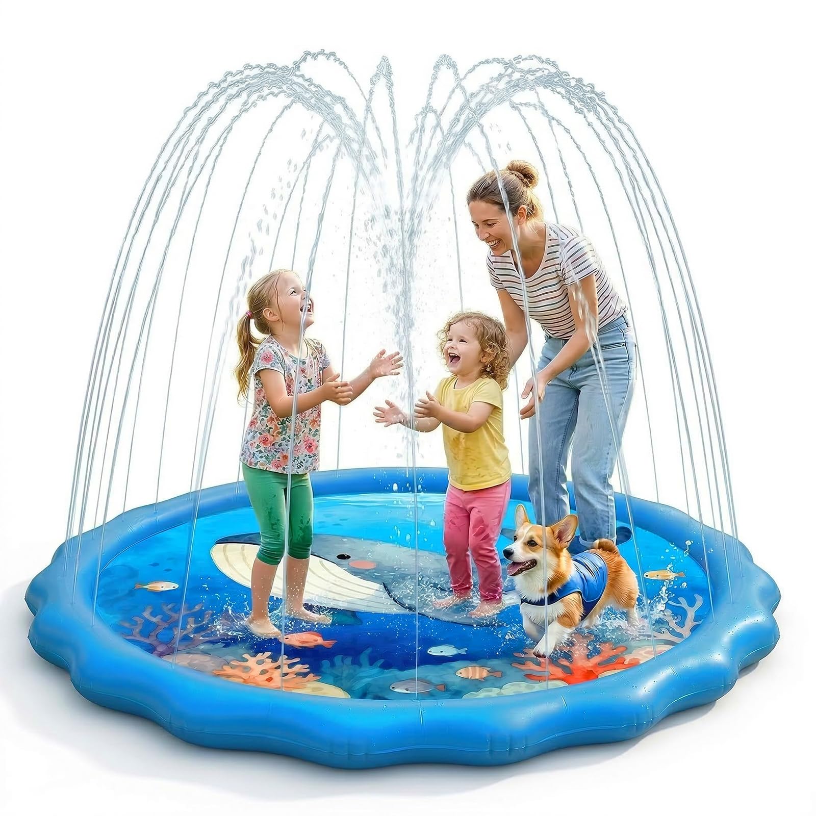Olycism 67" Splash Pad Sprinkler for Toddlers Splash Play Mat with Alphabet & Animals Pattern Sprinkler Pad for Kids Age 3+ Water Toys for Summer Outdoor Beach — image 1