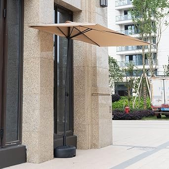 Half Patio Umbrella 1/2 Rectangular Umbrellas 98x51inch Compact Outdoor Balcony Umbrella with Half Moon Base, Height Adjustable