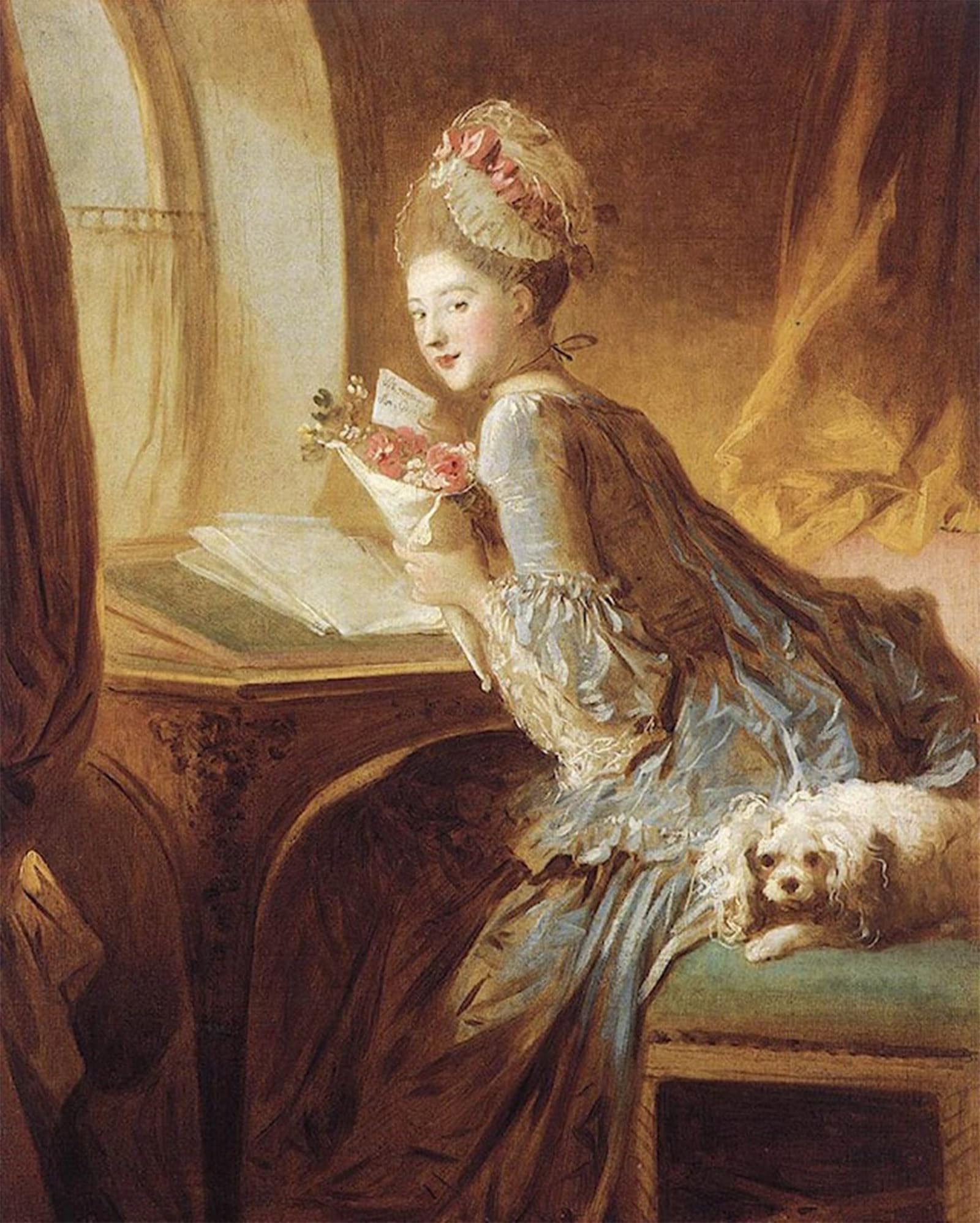 ARTXLXXBN Famous Prints Artwork Pictures Poster Painting Art the Love Letter by Jean-honore Artwork Landscape Pictures for Home Decor 60x90cm