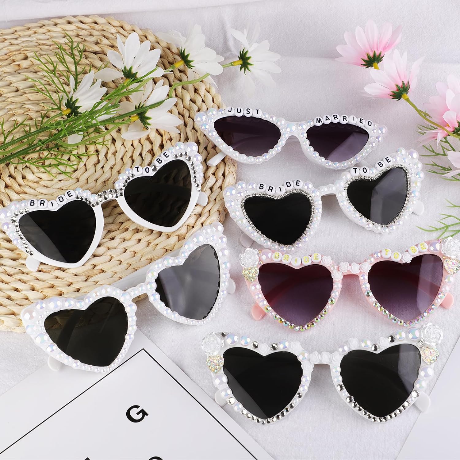 Bride Sunglasses for Bachelorette White Cat Eye Glasses for Bridesmaid Sunnies Bride to Be Gift Bachelorette Accessories