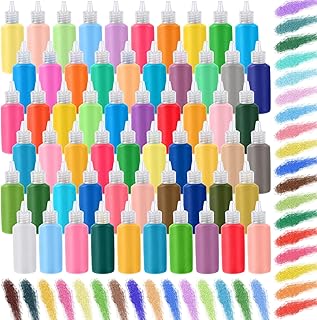 Wettarn 60 Pcs Colored Art Sand 1.25 oz Bottles Non-Toxic Sand Arts and Crafts Kit for Kids DIY Scenic Painting Valentines Wedding Decoration Diwali Rangoli Vase Glass Craft (Bright Colors)