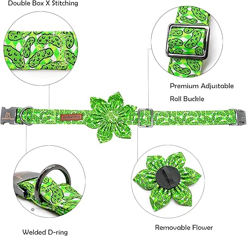 Miniatura 61 de Lionheart glory Collar de perro con bandera estadounidense, collar de flores para perro del 4 de julio, resistente y ajustable, collar patriótico