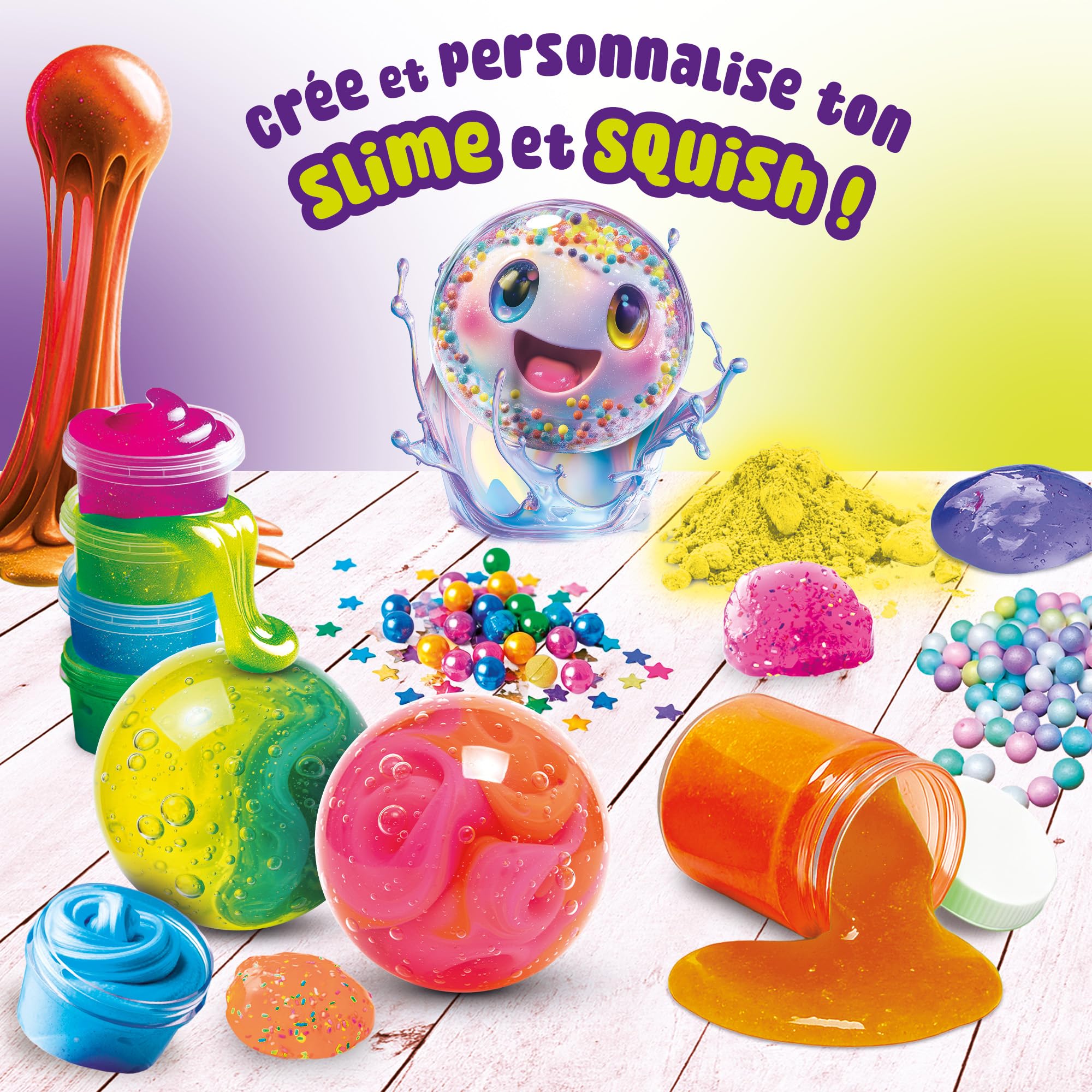 Lisciani Slumi Science Squish Balls – Kit de creación de Bolas Slime Infantil a Partir de 7 años – Actividad DIY Slime Personalizado – Bolas Squishy antiestrés para llenar – Decoración con Perlas de
