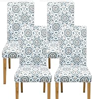 Vista 11 de Juego de 4 fundas elásticas para sillas de comedor, fundas elásticas para sillas de comedor, fundas para sillas de comedor, fundas protectoras