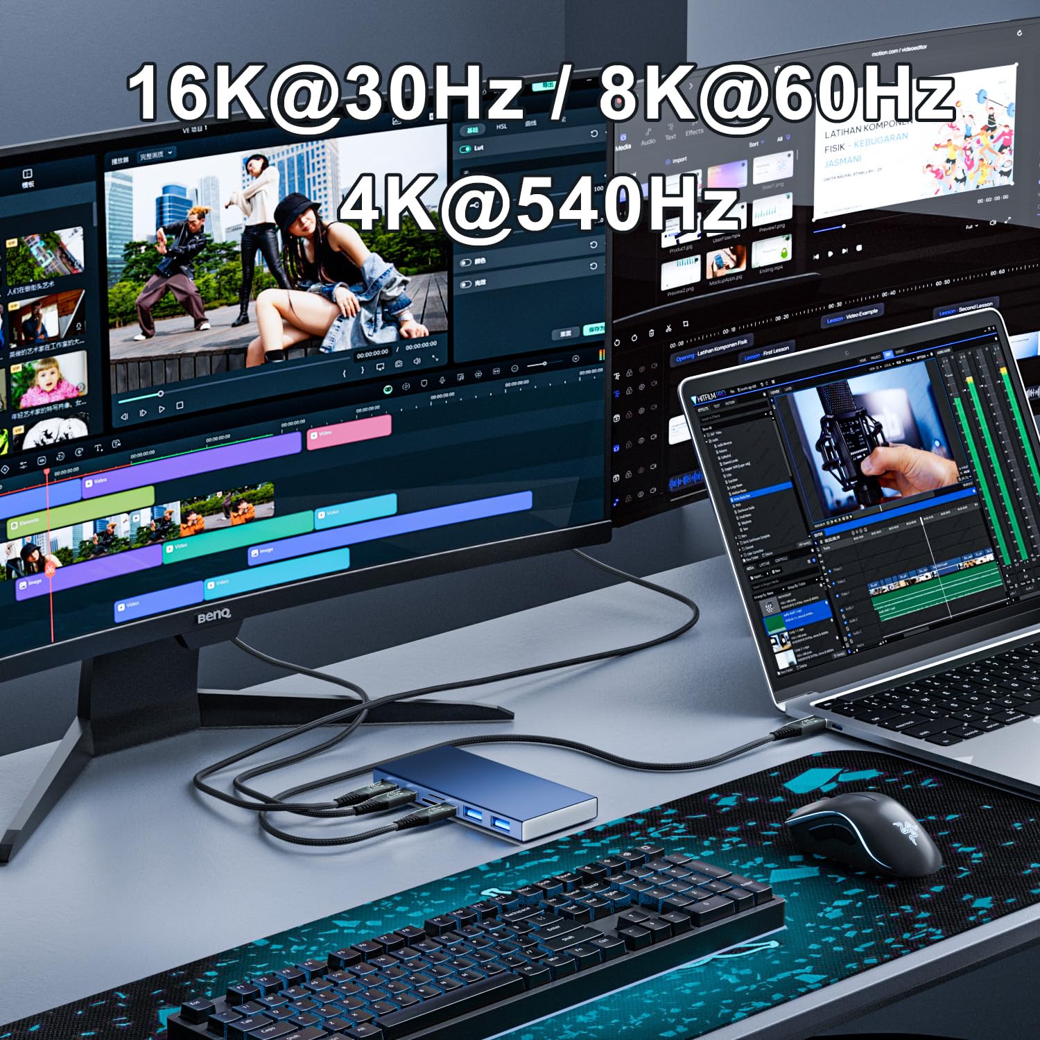 CAKOBLE Thunderbolt 5 kabel 3 m, 80 Gb/s, transmisja wideo 16K/ 8K, 240 W, kabel do ładowania USB 5, kompatybilny z Thunderbolt 4, Thunderbolt 3 USB 4 do koncentratora, stacji dokującej, M3, SSD,