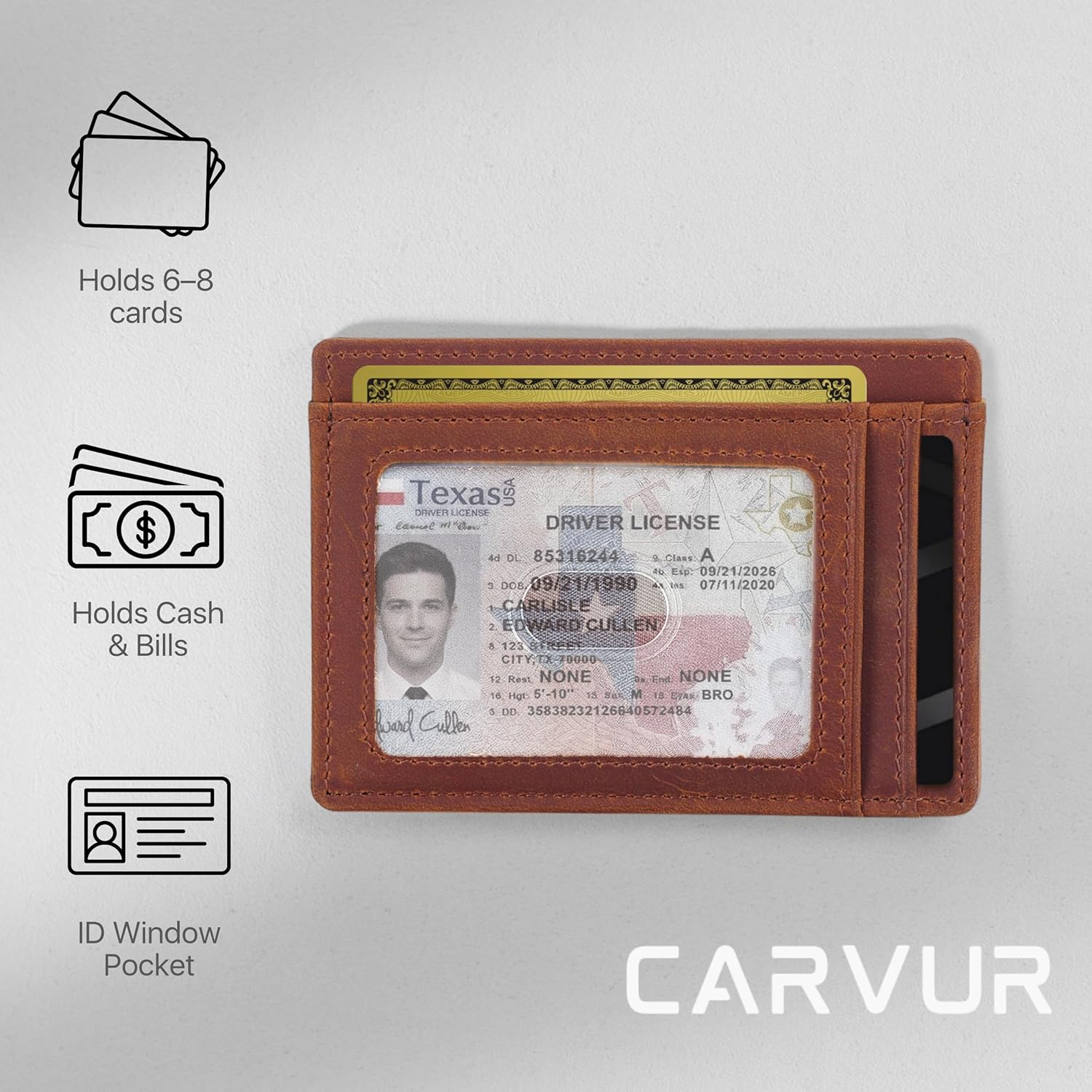 Thin RFID Blocking Full Grain Genuine Leather Slim Front Pocket Minimalist Wallet with ID Window and Cash Pocket - (SC10) - Image 5