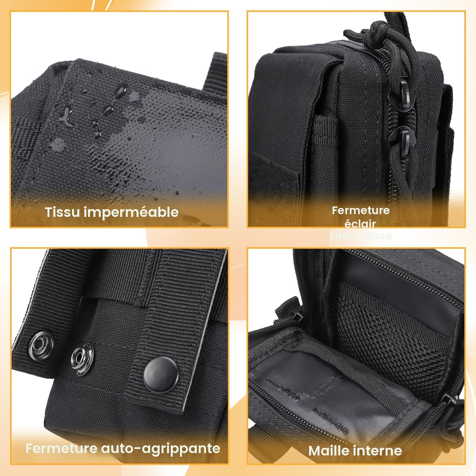 Hejo Sacoche Tactique Ceinture Homme, Pochette Ceinture Tactique, Téléphone Poche Molle, Pochette EDC, Sacoche Ceintures Multifonctionnel pour Sport, Randonnée, Camping, Voyage, Cyclisme, Pêche (Noir)