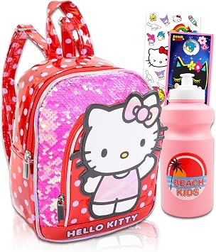 Hello Kitty 10" Mini Backpack Purse Bundle for Girls - Stickers, Bottle, More
