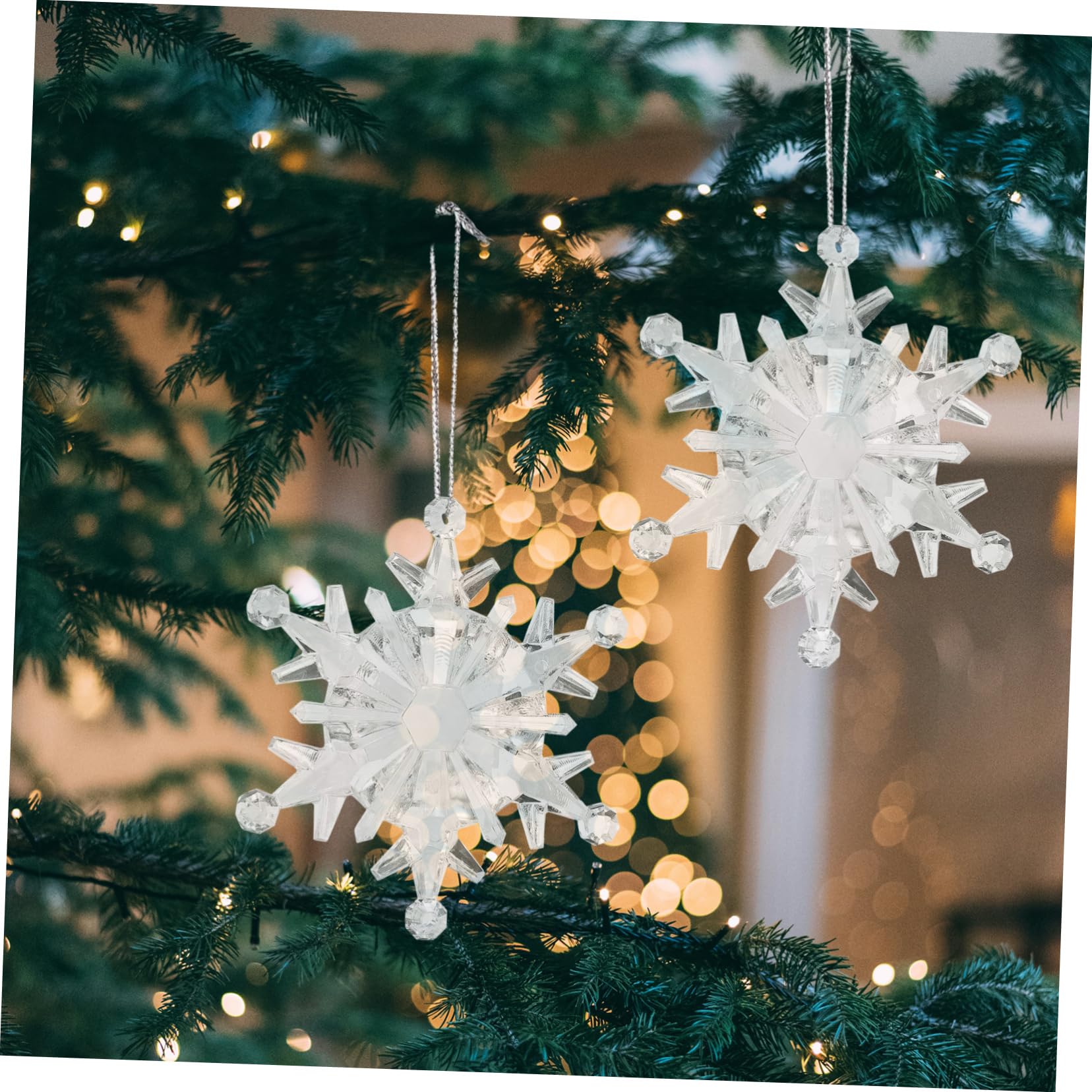 DECHOUS 50stücke Hängende Schneeflocken Weihnachtsbaumdekoration Winter-Schneeflocken-anhänger für Christbaumschmuck