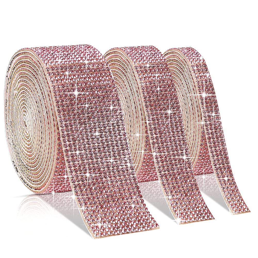 Ruban adhésif en strass en cristal scintillant rose pour finitions soignées sur vos objets