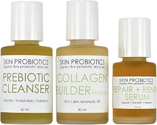Ageless Probiotic Skin Therapy Kit - Reverse Aging, Damaged Skin with Live, Active Probiotics, with Turmeric, Ginseng, 8 Reparative Herbs, Plant Base, Organic (contains 3 products)