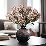 Ttranewsoo Fake Flowers Hydrangea Silk Flowers with Stems,Brown Flowers Fall Hydrangea Artificial Flowers,Winter Flowers Artificial for Decoration Vase Indoor and Outdoor 24
