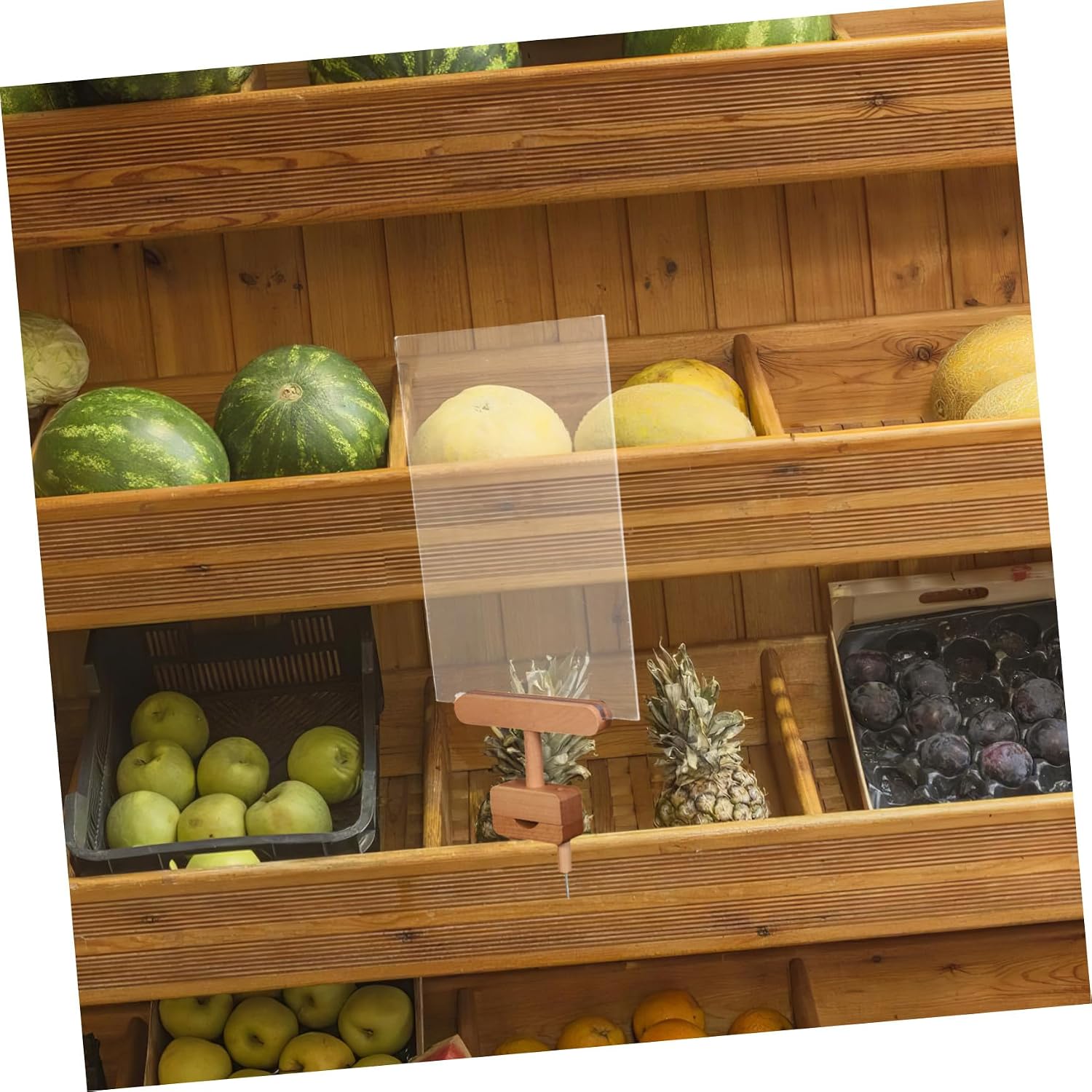 Rotatable Beech Wood Price Tag Clip A4 Vertical (210x297mm) Shelf Price Display Sign Holder for Retail Countertop Product Advertising