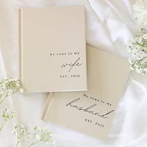 Wedding Vow Books His and Hers 2 Pack Personalized 2026 Linen Vow Book
