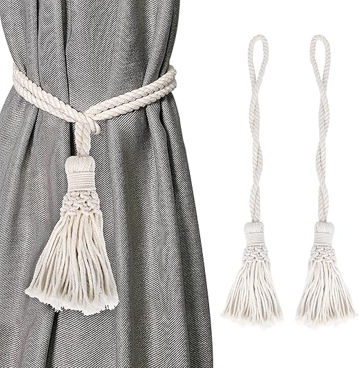 Simpeak 2 Pack Curtain Tie Backs, Hand Weave Rope Tie Backs for