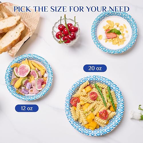 Miniatura 5 de MUCHII Cuencos de papel de 20 onzas, 180 cuencos desechables, cuencos grandes impresos a prueba de remojo para desayuno, almuerzo y cena