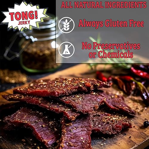 Miniatura 7 de Tong Jerky Teriyaki Teriyaki - Carne seca de ternera con miel y pimienta, paquete de 2 unidades  Hecho en los Estados Unidos  Carne seca artesanal