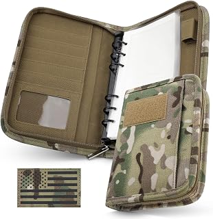 WYNEX Tactical Notebook Padfolio Ring Binder - Refillable 6-Ring A6 Binder, Zip Hardcover Notebook with 45 Pages, Water-Resistant Notebook Cover for Planners, Field, Business