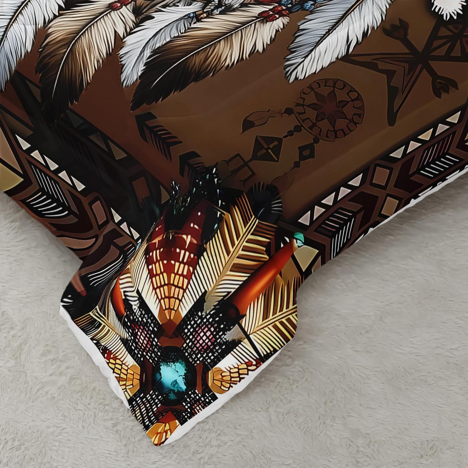 AILONEN Wolf Head Queen Size Comforter Set 3-Pieces,Bohemian Dreamcatcher Bedding Sets for Bedroom Decor,Southwestern Animal Duvet Set,1 Quilt with 2 Pillowcases,Soft Breathable image 4