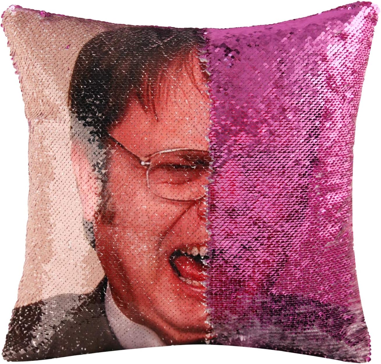 Man Throw Pillow Cover Magic Reversible Sequin Cushion Cover Decorative Pillowcase That Change Color 16 X 16 Inch(Purple)