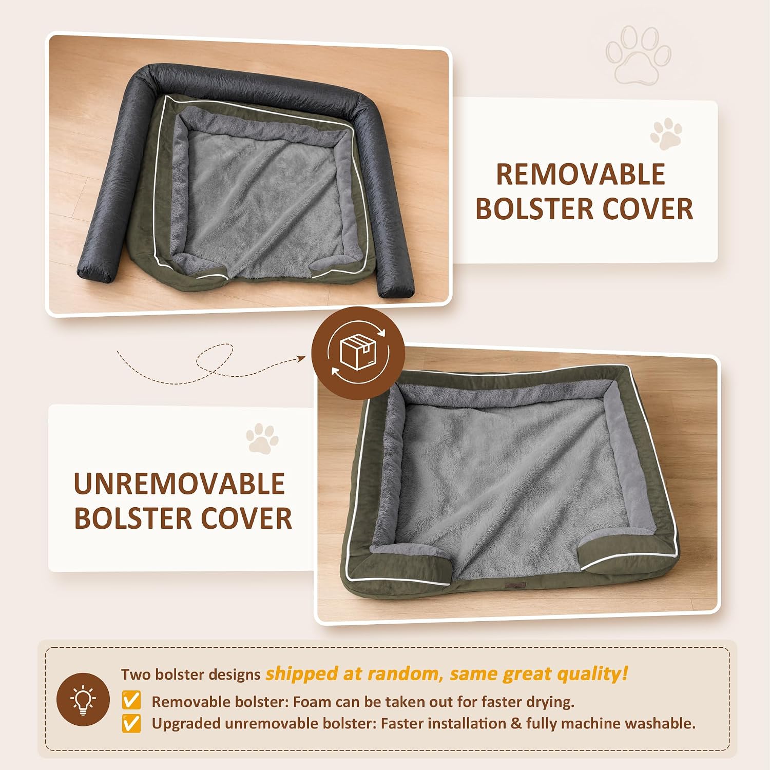  Waterproof Orthopedic Dog Bed for Medium Size Dog | Supportive Egg Crate Foam Medium Pet Bed with Removable Bolsters, Dog Couch with Washable Cover & Non-Slip Bottom, 30x20 Inch thumbnail
