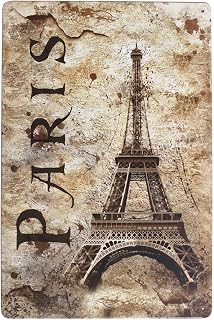 ARTCLUB Vintage Eiffel Tower Paris Metal Tin Sign Wall Decor
