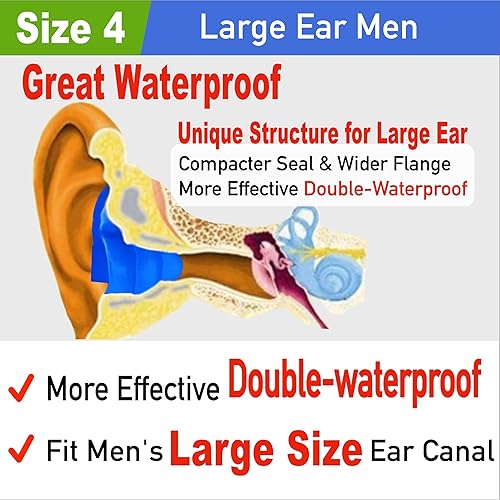 Vista 44 de WaterDam - Tapones de natación para los oídos, para niños. 3 pares de tapones de silicón ultra cómodos para los oídos, reutilizables, gran naranja