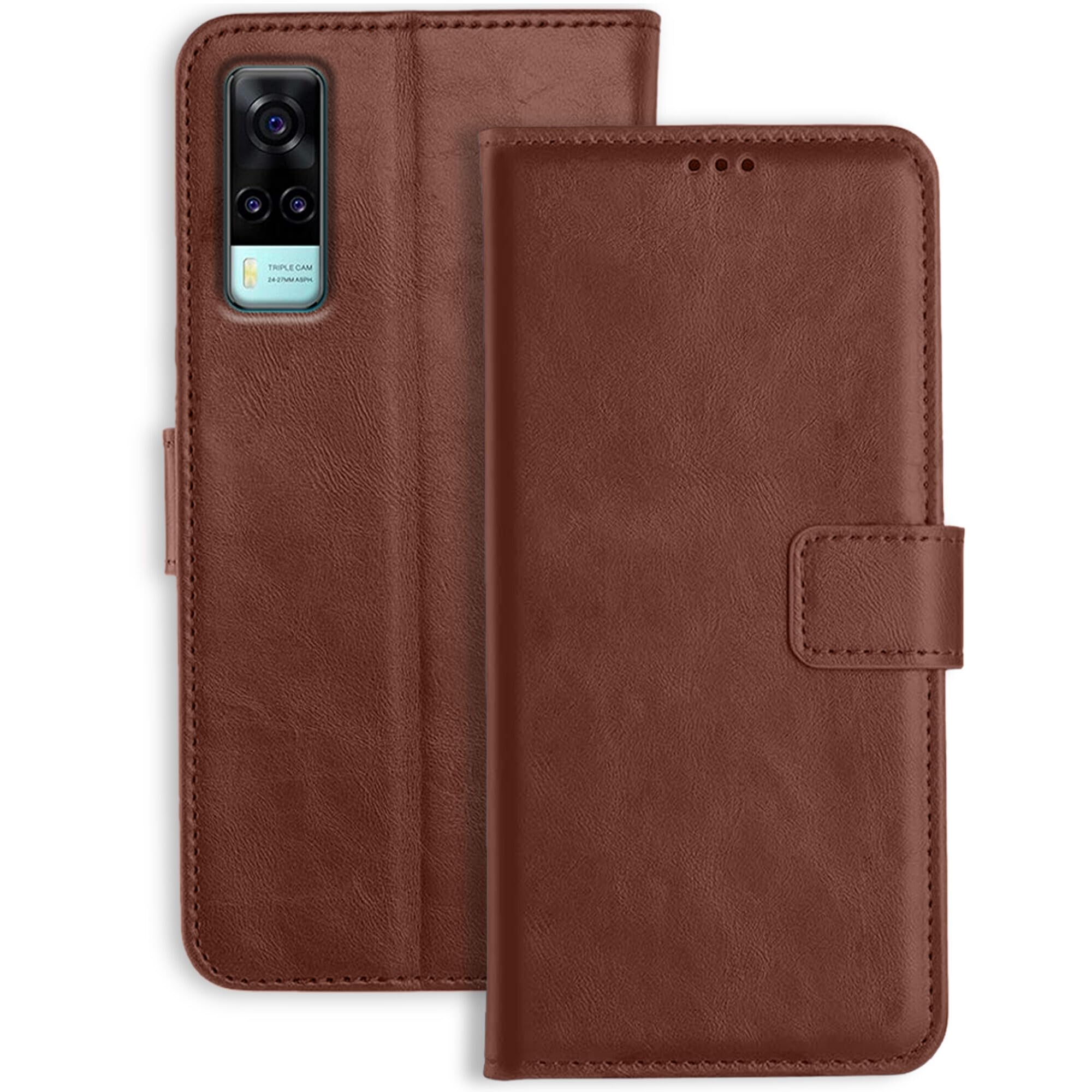 Orosky Vivo Y31 Flip Cover | Leather Finish | Inside Pockets & Stand | Shockproof Wallet Style Magnetic Closure Back Cover Case for Vivo Y31 (Brown) (B092JQBJBV) Amazon Price History, Amazon Price Tracker