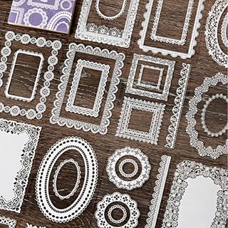 30 Pcs Vintage Lace PET Stickers, Retro Frame Decals, Clear Transparent Border Stickers for Scrapbooking, Bullet Journals, DIY Cards, Photo Albums & Planner Decoration