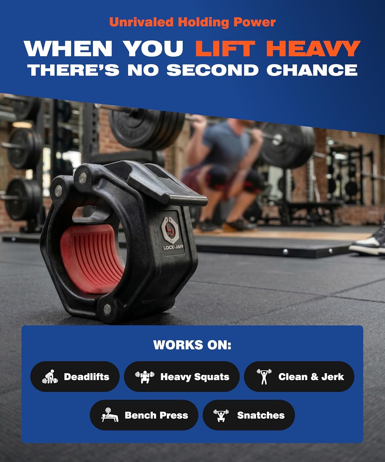 Lock-Jaw OLY 2 Barbell Collars Olympic Barbell Clamps 2 Pcs – Heavy Duty Bar Clamps for 2” & 50mm Olympic Bars – Secure Weight Bar Clamps for Strength Training & Home Gym Accessories – Quick Release