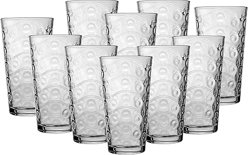 Vista 24 de Circleware Hill Street - Juego enorme de 10 vasos altos para beber, 15.75 onzas, vasos de base pesada para agua, cerveza, jugo, bar, decoración