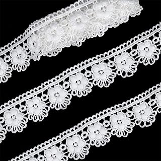 Lace Ribbon Sewing Lace Trim, White Flower Lace Ribbon Trim, Embroidery Applique Fabric Crafts for Home Wedding Decoration...