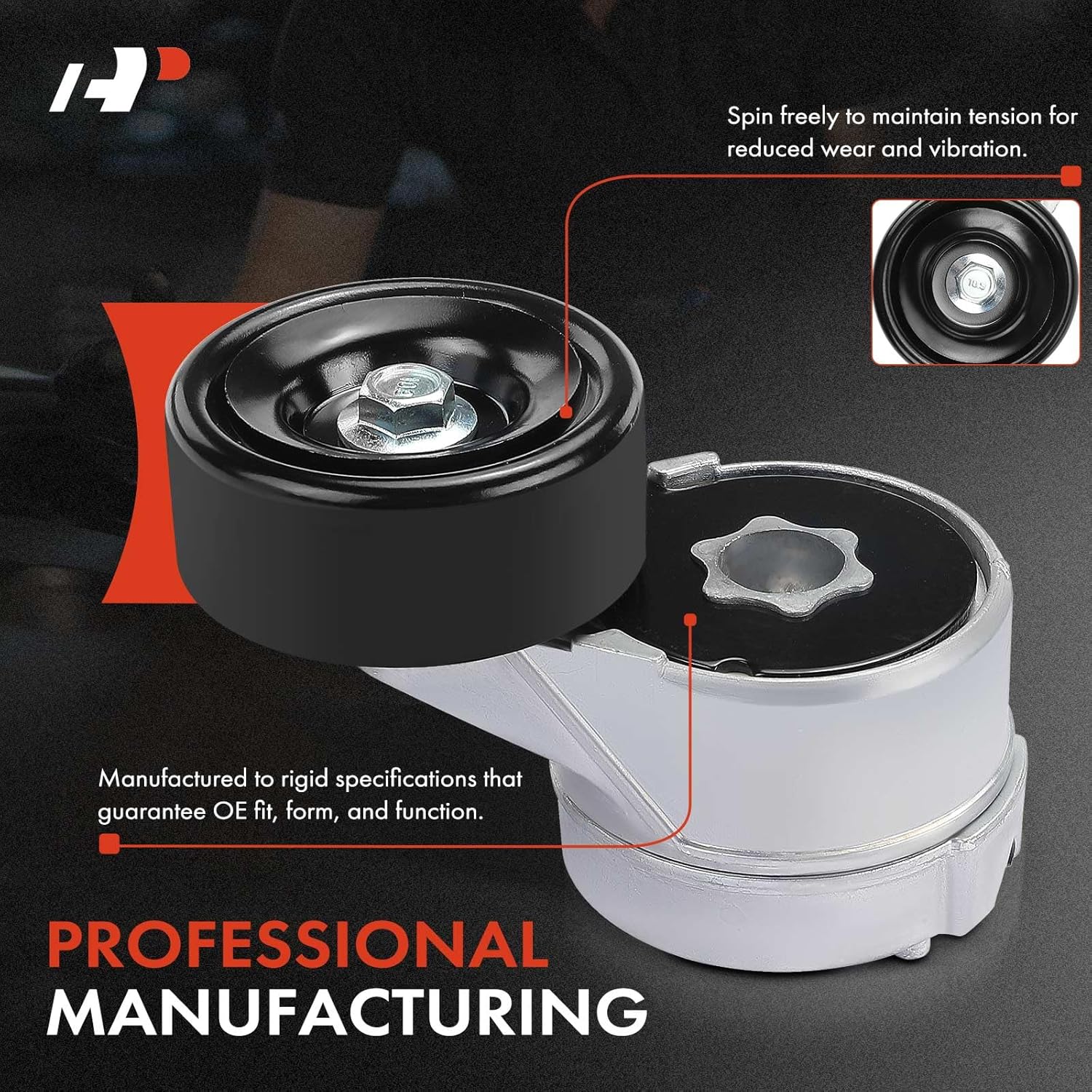 A-Premium Belt Tensioner Assembly with Pulley Compatible with Buick Regal & Chevrolet Impala Monte Carlo 2004-2005 & Pontiac Grand Prix 1997-2007, Replace# 12564506, 24504322