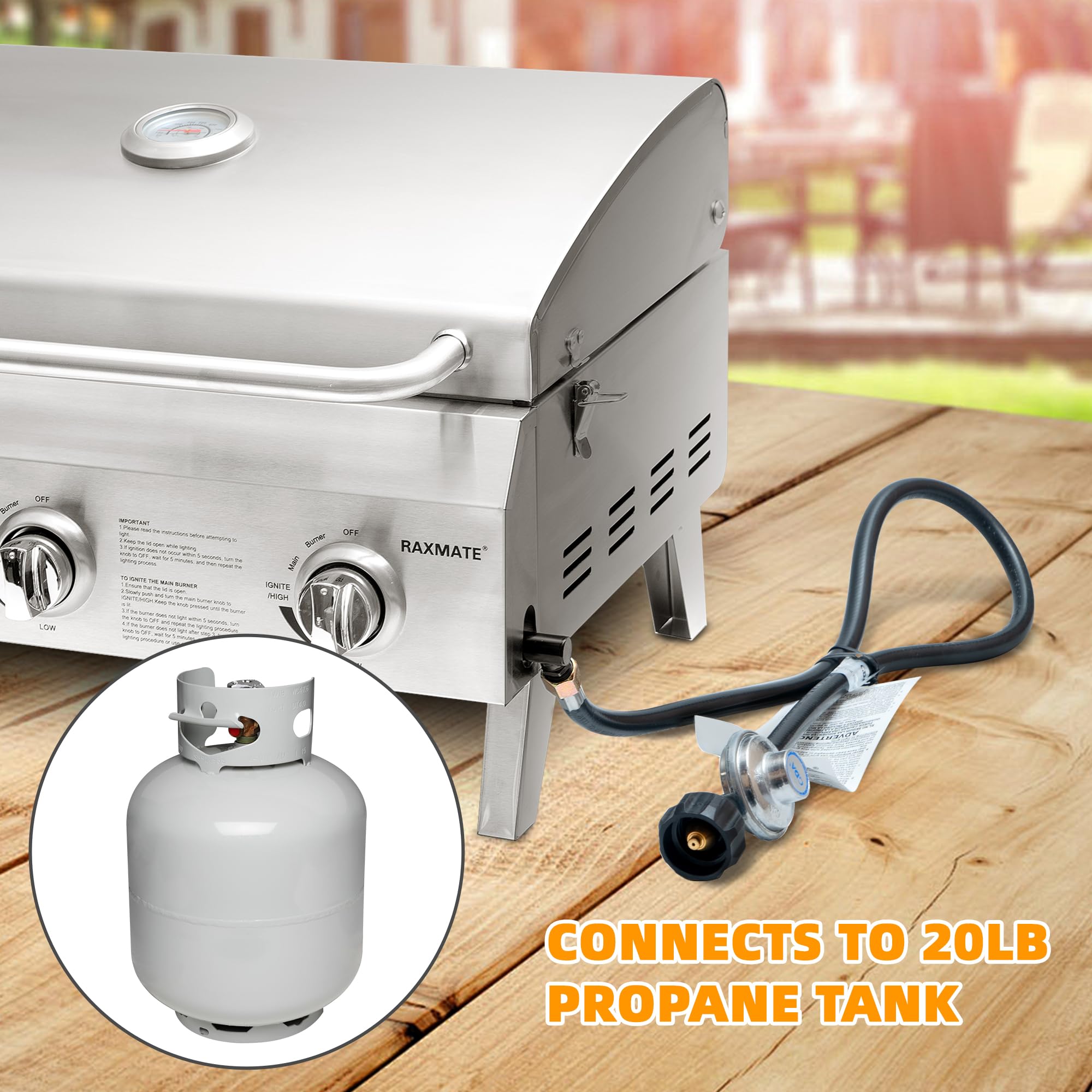 Parrilla portátil de gas propano, parrilla de mesa de acero inoxidable de 22 pulgadas con 3 quemadores, patas plegables, 30000BTU, perfecta para campamento, portón trasero, viajes en caravana y 5
