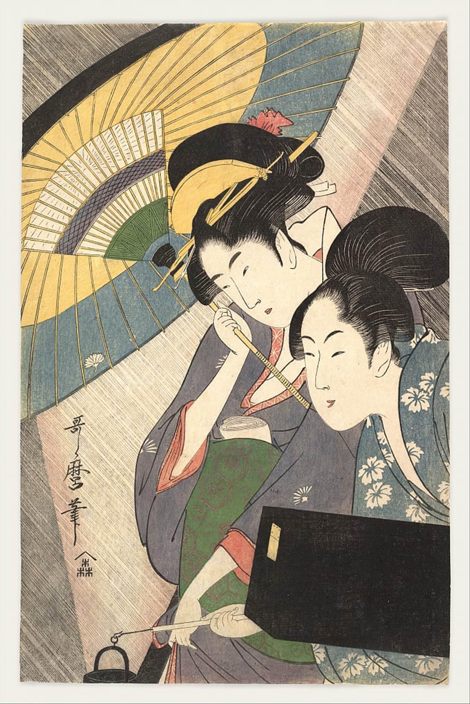 SERENDIPITP Vintage Picture Print on Canvas Wall Art Poster Net Fishing At Night on the Sumida River by Kitagawa Utamaro Artwork Print Poster for Wall Decor 60x90cm