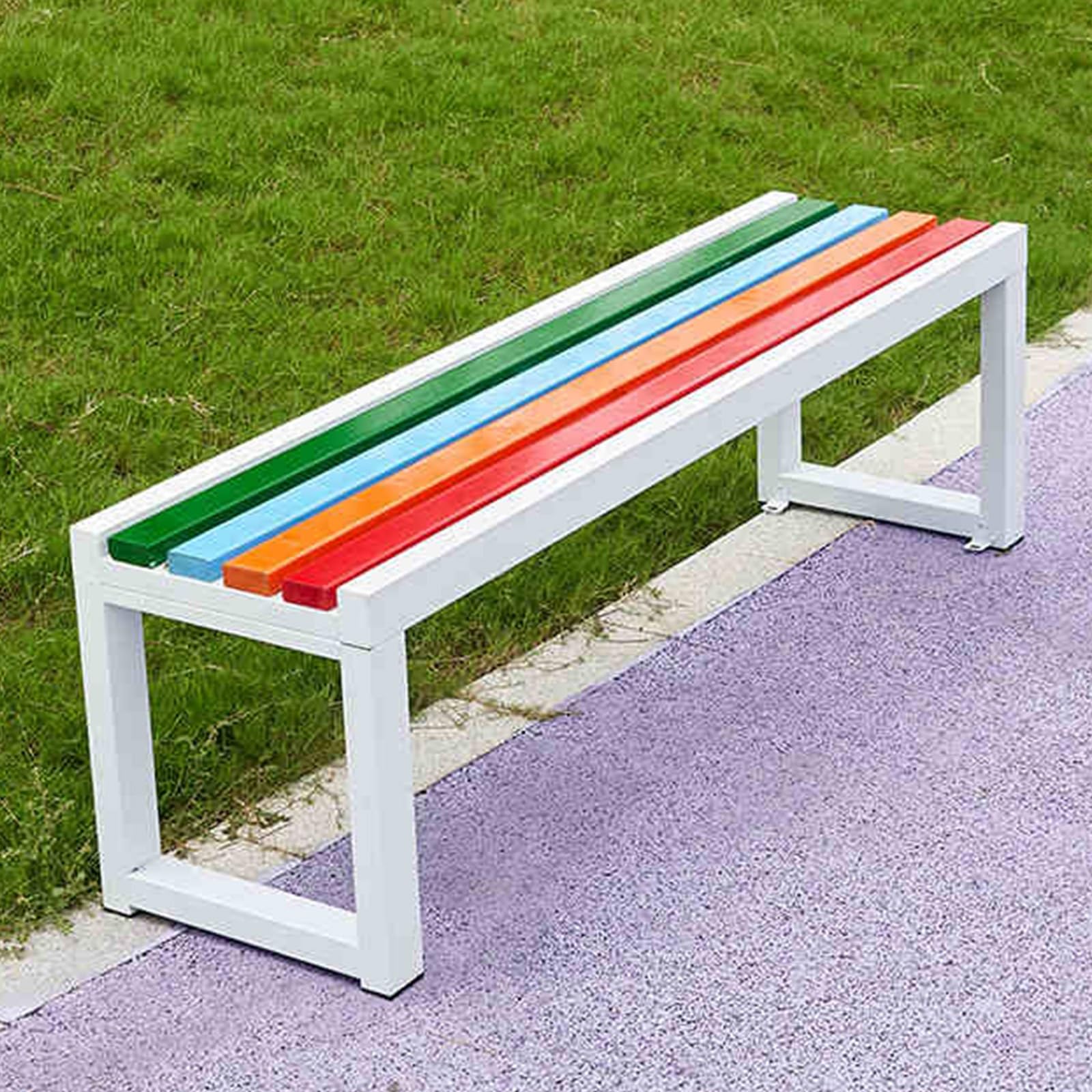 Wooden Park Bench Outdoor Garden Furniture Metal Backless Bench for Porch or Patio 2 Person Seating 47.2in Natural Wood Finish
