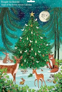 Roger la Borde Advent Calendar WINTER HIDEAWAY deer and tree 380 mm x 270 mm Gold Foil