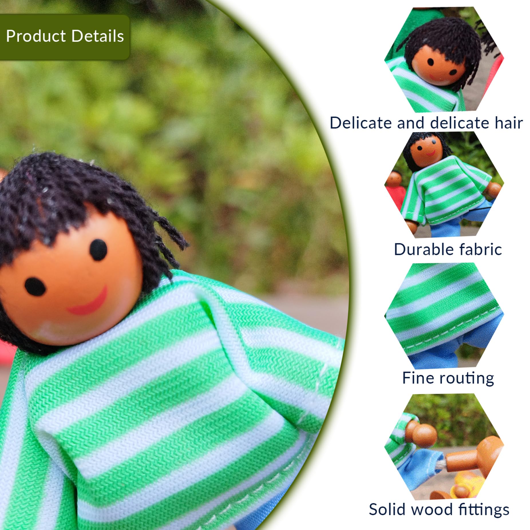 Wooden People Figures|7PCS Dollhouse People Simulation Wooden Dollhouse Adjustable Posture Doll House Figures Delicate & Cute for Girls Toddler Kids Play — view 2