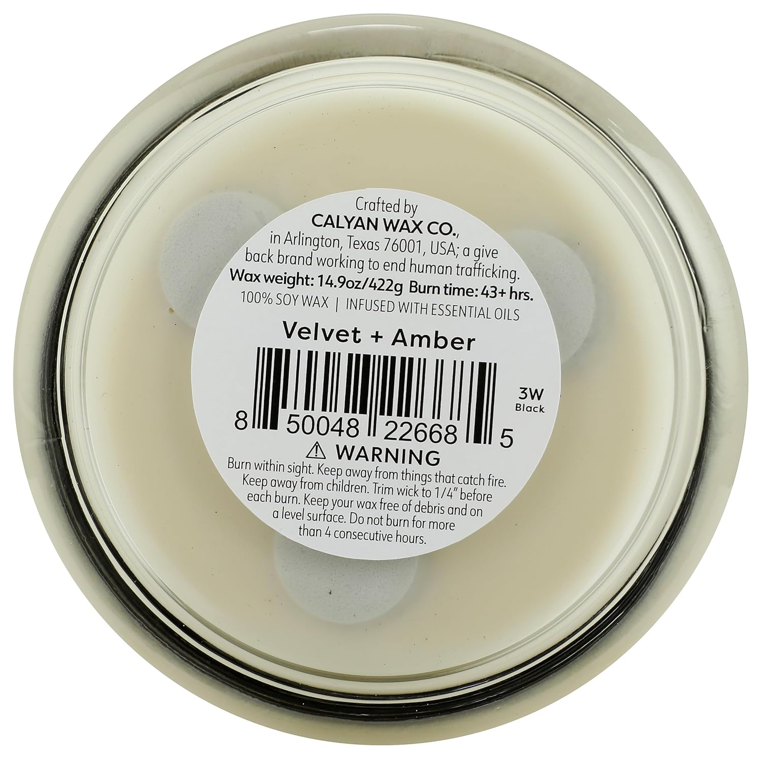 CALYAN WAX CO. Velvet Amber Three Wick Glass Candle, 14.9 OZ