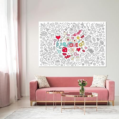 Miniatura 6 de AllReal Cartel gigante para colorear para el Día de San Valentín, regalo para niños, póster gigante para colorear de San Valentín, arte de dibujo,