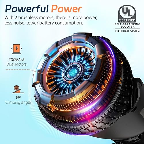 Miniatura 4 de Scooter con luces LED Bluetooth Corlorful, ruedas de 6.5 pulgadas, scooter de motor dual de 300 W para niños, niñas, niños y adultos, todas las